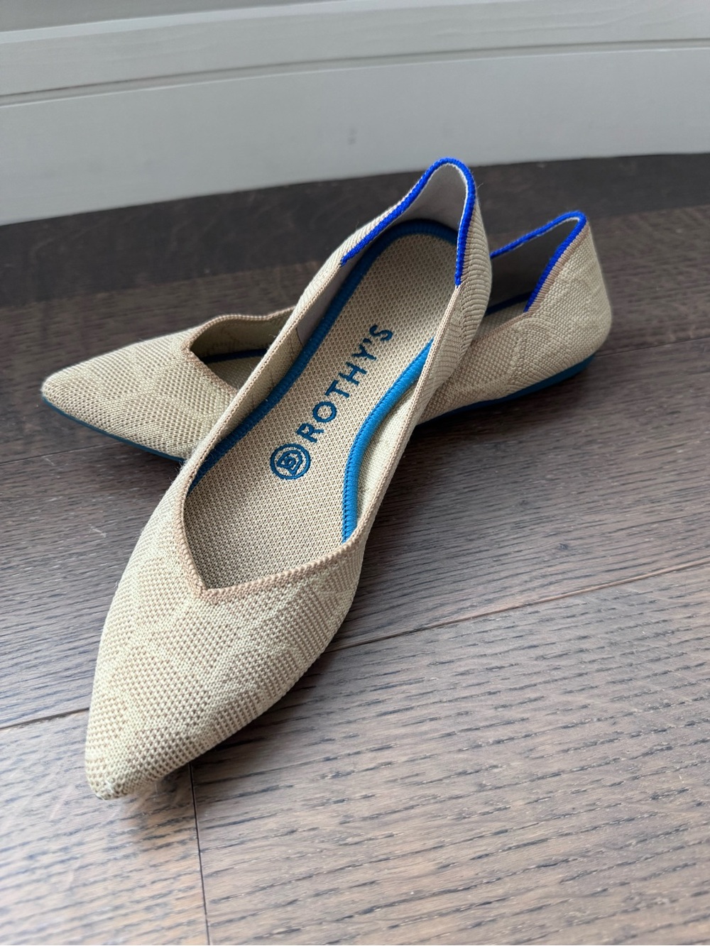 Rothy's Giraffe The Point Flats w Teal Soles 7 EUC